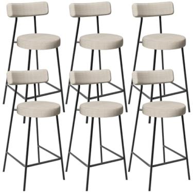 Imagem de Kit 06 Banquetas Baixa Para Cozinha Sala De Jantar Bar Bancada Milão L02 Linho Palha - Lyam Decor