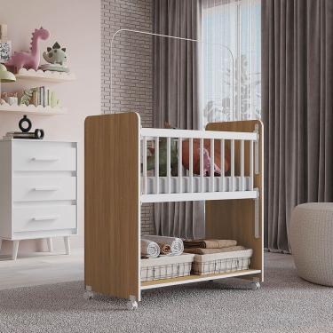 Imagem de Berço Lótus Com Grade Fixa Mb1 Cor Savana Branco