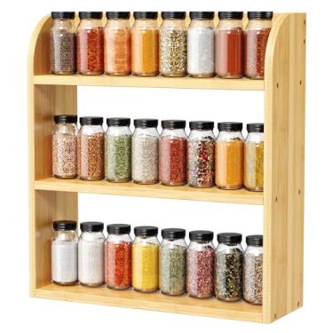 Imagem de ROMGUAR CRAFT Prateleira organizadora de 3 camadas de bambu para temperos, prateleira organizadora para cozinha, despensa (natural)