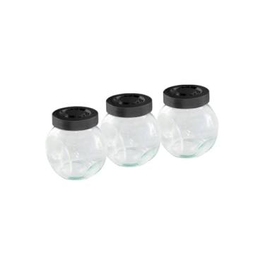 Imagem de Conjunto Porta Condimentos de Vidro e Polipropileno, 150ml, Preto, 3 Unidades, 8x8x6cm