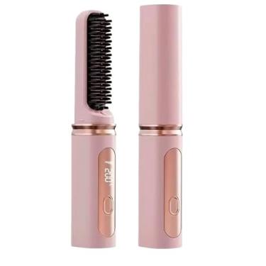 Imagem de Escova alisadora elétrica Portátil com display LCD Tecnologia de íon negativo- Aquece em Segundos, Sela a Hidratação e Deixa o Cabelo Perfeitamente Liso(Rosa)