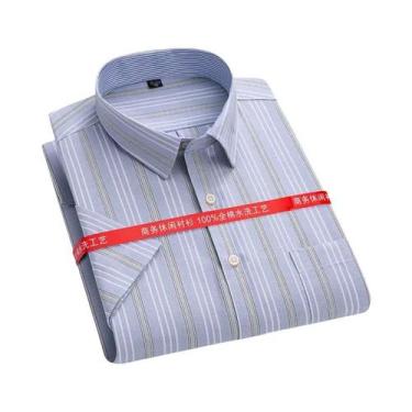 Imagem de Camisa Oxford Masculina 100% Algodão Xadrez Manga Curta Corte Regular 