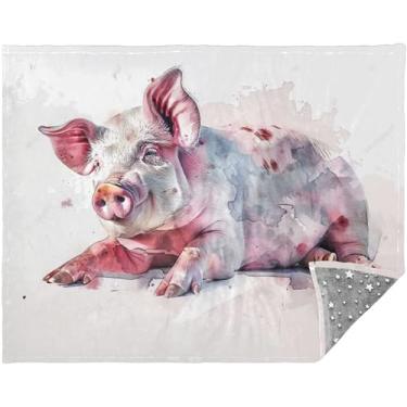 Imagem de Cobertores macios de porco com pintura em aquarela para sofá 178 cm x 139 cm, cobertores grandes para mulheres, cobertor grande personalizado floral