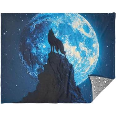 Imagem de TSENQUE Mantas e mantas personalizadas de lobo uivando lua noite para sofá pelúcia mantas mais macias para sofá-cama cobertor grande floral 177,8 cm x 139,7 cm