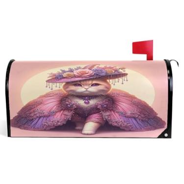 Imagem de Capas de caixa de correio magnéticas decorativas de vinil capa de caixa de correio decorações de caixa de correio modernas engraçado gato fofo rosa tamanho padrão 52,6 x 45,8 cm