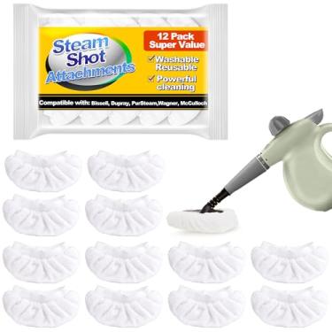 Imagem de Pacote com 12 panos de microfibra para limpador a vapor portátil, almofadas laváveis e reutilizáveis universais compatíveis com Bissell Steam Shot, PurSteam, Wagner, Comforday, McCulloch