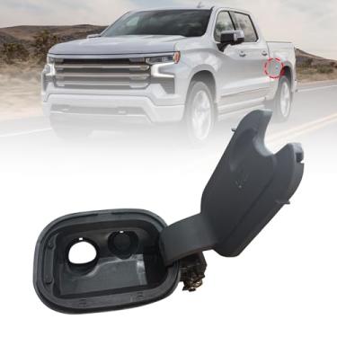 Imagem de BABERGOU Caixa de tubulação de enchimento de tanque de combustível compatível com Chevy Silverado 1500 2019-2025 Cama a gás de 6,6 pés, tampa de gás Conjunto de bolso de porta de combustível com