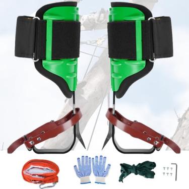 Imagem de Ksdolip 1 par de pontas de escalada de arborista, pontas de árvore de altura empoeiráveis para escalada, kit de equipamento de escalada de árvores de aço resistente com tiras seguras para escalada de