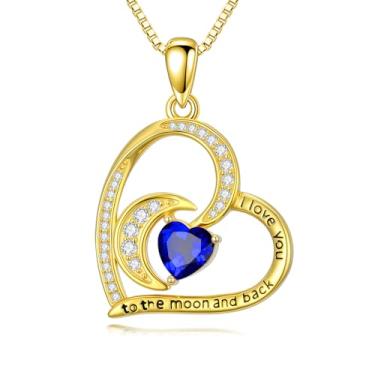 Imagem de WYDDO Colares de coração para mulheres, mãe, esposa, banhado a ouro 14 quilates, pedra do mês de nascimento, Natal, Dia dos Namorados, presentes para sua esposa, filha, mãe, One Size, Base, Pedra do