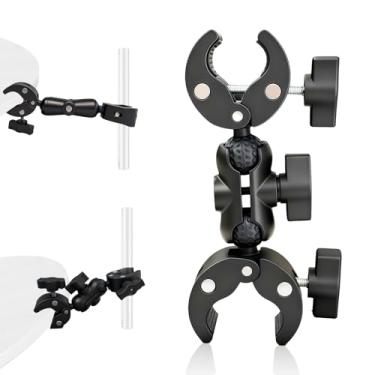 Imagem de Wokyo Suporte de câmera super braçadeira dupla de 15 cm com braço mágico de cabeça esférica de 360°, suporte universal para guarda-chuva para estúdio de luz, refletor, barras transversais, tripé