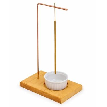 Imagem de Porta Incenso Vertical Minimalista NILO MADEIRA, COBRE E PORCELANA (NATURAL)