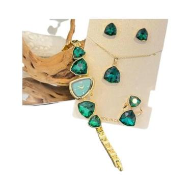 Imagem de Relógio De Luxo Feminino Com Conjunto De Joias De Diamante Colorido Em