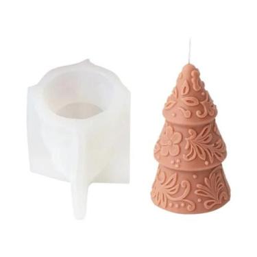 Imagem de Molde De Silicone Para Vela De Árvore De Natal Com Padrão De Estrela D