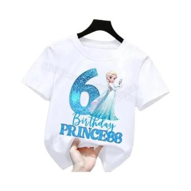 Imagem de Camiseta De Algodão Frozen Elsa Para Meninas De 1 a 9 Anos, Verão, Fes