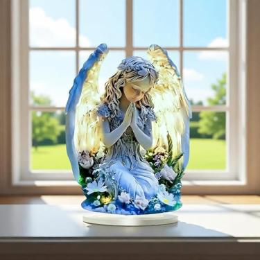 Imagem de YUEYINGMG Ornamento de mesa, decoração de mesa de fada acrílica, estátua de arte de mesa de elfo plano 2D, decoração criativa para mesa de casa, quarto, sala de estar, sala de estudo, escritório