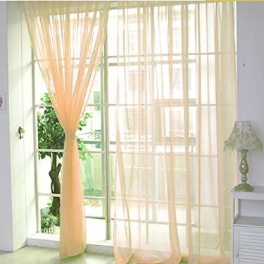 Imagem de Painéis de Cortina Janela Translúcida Voile Cor Solida com Bolsa para Varão Malha Transparente Moderna Decoração Quarto Sala Estar e Porta