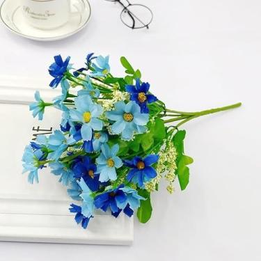 Imagem de Galhos de Flores Artificiais 35cm com 24 Flores | Arranjo Decorativo para Casamento e Eventos(azul,KIT COM 3 UNIDADE)