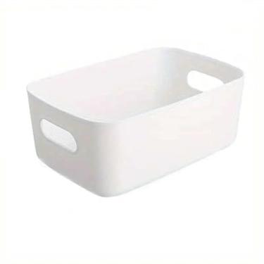 Imagem de 1 caixa de armazenamento de artigos diversos, cesta de armazenamento de lanches para quarto, armário, banheiro, caixa organizadora de plástico de bugiganga de mesa, cesta de organização de joias