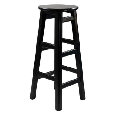 Imagem de Banqueta Alta Madeira Maciça 75cm Bar Cozinha Bistrô - Só Mesas Só Cad