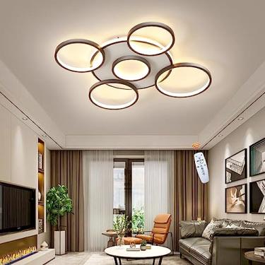 Imagem de Luminária de teto LED criativa em formato de círculo, com intensidade regulável e controle remoto. Luminária moderna redonda para sala de estar, com cúpula de metal e acrílico, ideal para il