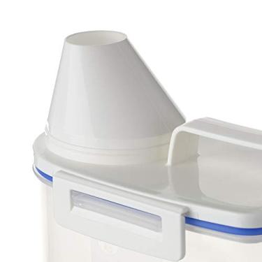 Imagem de Cuofyunl 1.5l caixa de armazenamento de arroz de plástico portátil selada caixa de armazenamento de farinha de grãos de alimentos recipiente com copo de medição
