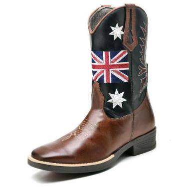 Imagem de Bota Country Texana Masculina Couro Legítimo Bandeira Fakcini - 2500 -