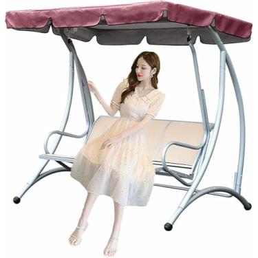 Imagem de Capa de substituição para balanço de jardim, cobertura superior impermeável e resistente aos raios UV para balanço de pátio de 2 ou 3 lugares, tecido Oxford 210D para cobertura de balanço externo~/