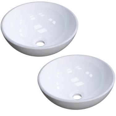 Imagem de Kit 02 Cubas de Apoio 30 cm Redonda C01 Para Banheiro Lavabo R30W Bran