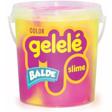 Imagem de Balde Slime Color Gelelé Doce Brinquedo 457g 2 Cores Amarelo e Rosa - 