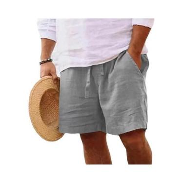 Imagem de Bermuda Masculina Leve De Algodão Em Cores Sólidas Para Academia Praia