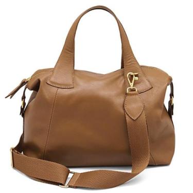 Imagem de Bolsa Feminina de Mão com Alça Transversal Caramelo Couro DIfranca - 8