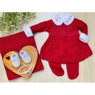 Imagem de Saída de maternidade de menina vestido pipoca 6 peças - Dinhos baby, V
