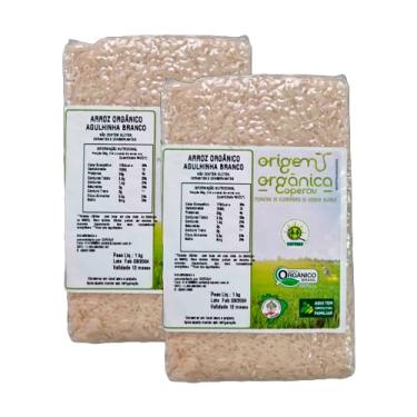 Imagem de Kit 2X: Arroz Agulhinha Longo Branco Vácuo Origem Orgânica 1kg