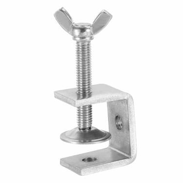 Imagem de HARFINGTON Grampos C de aço inoxidável 304 30 mm quadrado mini braçadeira de tigre ajustável clipe em U de metal resistente com parafusos de borboleta para montagem de soldagem de madeira, prata