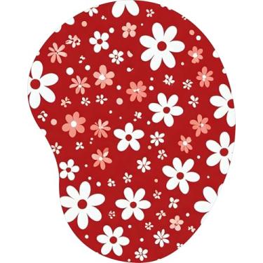 Imagem de Mouse Pad Ergonômico Gota Arte Floral Peônia Rosa Vermelho