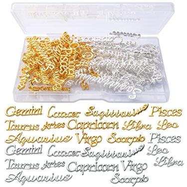 Imagem de Pingentes de mensagem com tema de doze constelações, pingentes de liga de resina epóxi, pingentes com uma caixa para joias, artesanato, suprimentos de resina, acessório de enchimento