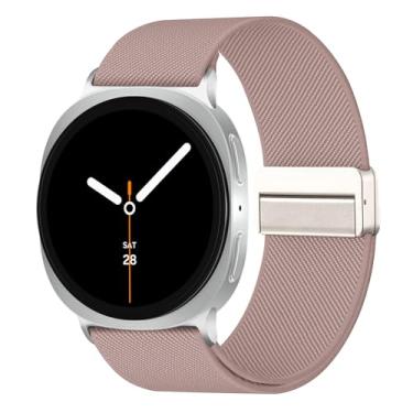 Imagem de Pulseiras elásticas com fecho magnético compatível com Samsung Galaxy Watch 8 de 40 mm e 44 mm/Samsung Galaxy Watch 8 Classic de 46 mm, pulseiras esportivas de nylon sem lacunas para homens e mulheres