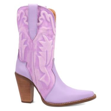 Imagem de Dingo Bota feminina casual Tipsy bordada bico fino salto alto até o tornozelo 7,6 cm e acima - roxo, Lavanda, 39