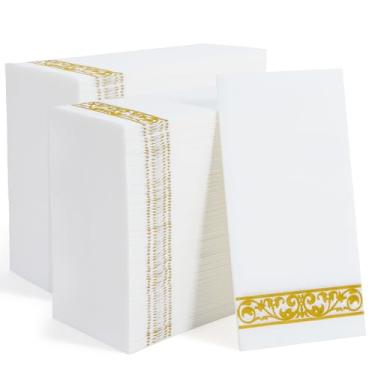 Imagem de Goldclean Guardanapos de banheiro descartáveis, toalhas de papel com toque de linho de 30 x 43 cm, guardanapos de festa macios e absorventes toalhas de mão para banheiro, cozinha, festas, casamentos