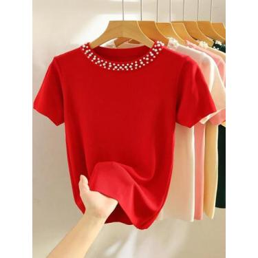 Imagem de Camiseta Sem Mangas De Malha Feminina Moda Verão Y2K Preto E Branco Ca