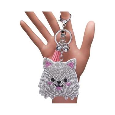 Imagem de Chaveiro De Cristal Dourado Em Forma De Cachorro Chihuahua Para Mulher