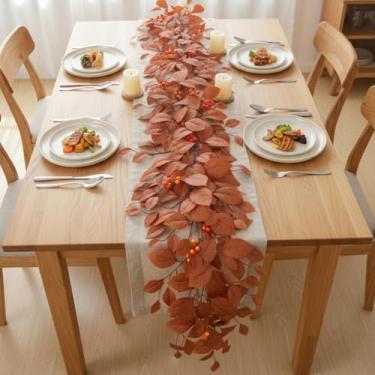 Imagem de Guirlanda de folhas de magnólia marrom, guirlanda de folhas artificiais de outono, guirlanda de folhas de magnólia, guirlandas artificiais realistas de folhas de magnólia, decorações de outono à prova