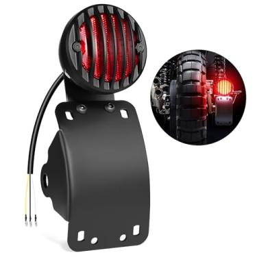 Imagem de Benlari Luz traseira de LED para motocicleta de 1,9 cm com suporte, luz traseira de placa de licença de montagem lateral de motocicleta adequada para Harley Honda Bobber Chopper Yamaha Sporster