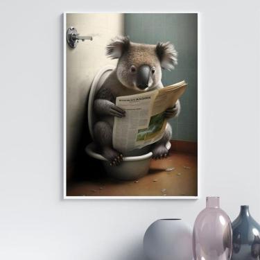 Imagem de Quadro Divertido Banheiro - Coala 45X34Cm - Com Vidro