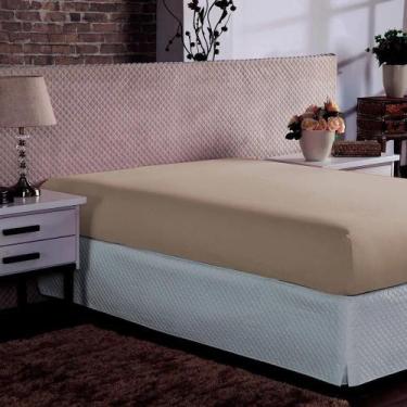 Imagem de Lençol Em Malha Casal Elástico Doce Vida - Portallar Caqui