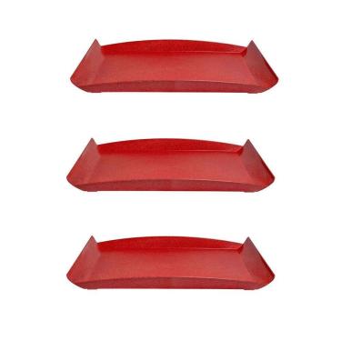 Imagem de 3Un Bandeja Zen Petisqueira 34X18Cm Ecológica Vermelha