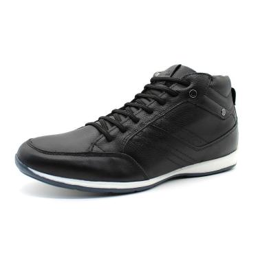 Imagem de Sapatenis Masculino Cano Alto em Couro Calce Facil Ajuste Elastico Palmilha EVA Confortavel Macio-Masculino