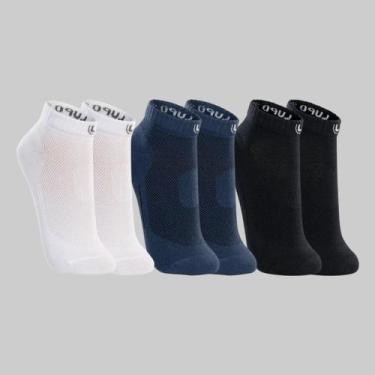 Imagem de Kit 3 Pares de Meias Lupo Cano Curto 03225-089 Cor:Azul Marinho-Branco