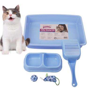 Imagem de Kit de Inicio para Gatitos PAWISE Caja de Arena con Juguetes Azul