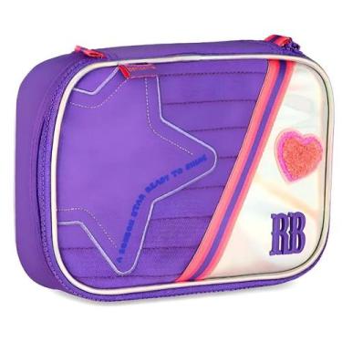 Imagem de Estojo Simples Escolar Feminino Rebeca Bonbon Holo Shine Lilás - Rebec